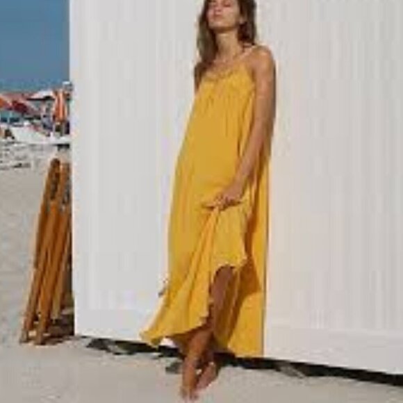 Free People Mancora Midi Relaxed Flared Sun Dress Women Size L Free-Est - Picture 13 of 14